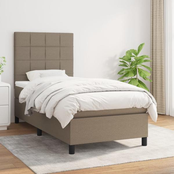 vidaXL Boxspringbett mit Matratze Taupe 100x200 cm Stoff 3141757