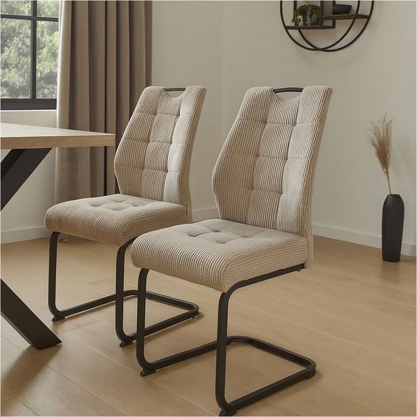 HTI-Living Esszimmerstuhl Modernes 2er Set Schwingstühle Taupe (Set, 2 St), Esszimmerstuhl Freischwinger
