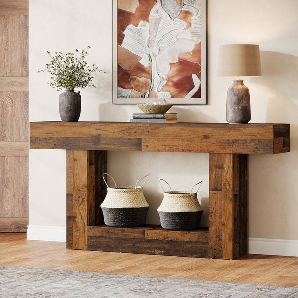 Tribesigns Konsolentisch 160 cm Eingangstisch im Landhausstil mit U-förmiger Basis