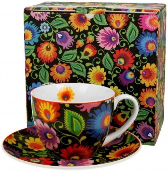 DUO ETNO Tasse 280 ml ETNIC mit Untertasse, New Bone China Porzellan