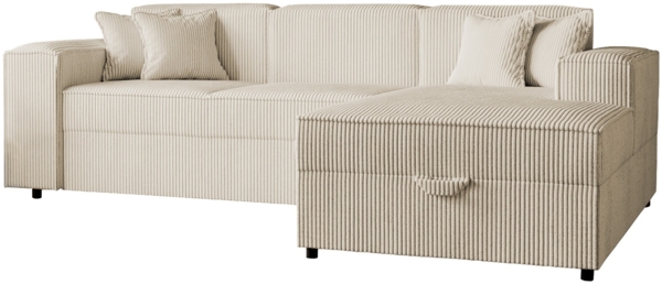 Ecksofa Santos L Cord (Farbe: Poso 100, Seite: Rechts)