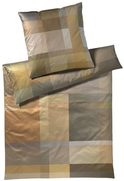 JOOP! Bettwäsche JOOP! Comfort Satin Bettwäsche Glow 4080-3 senf natur Kariert 135x200, 2 teilig