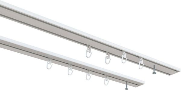 indeko Vorhangschiene Wendeschiene, 2-läufig, Aluminium, Innenlaufschiene 1- bis 4-läufig, Wunschmaßlänge