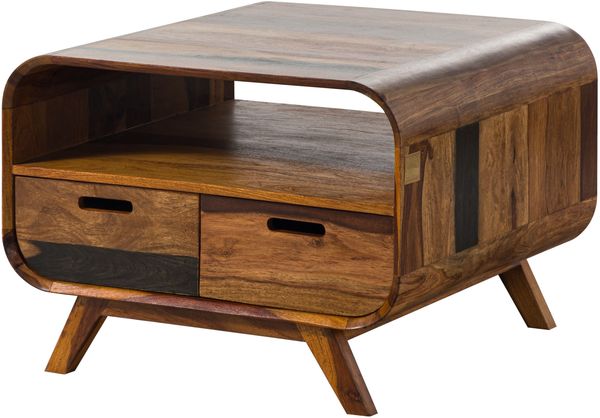 Couchtisch Sheesham 70x70x50 dunkelbraun lackiert MAILAND #232