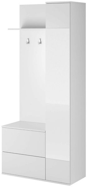 Garderobenset Green Flurgarderobe 90x34x195cm weiß Spiegel 1-teilig