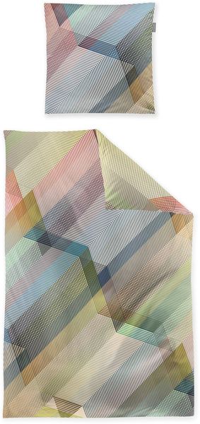 Irisette Wave Mako-Satin Bettwäsche 155x220 Streifen Rauten multi bunt 8691-90