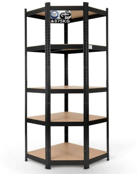 Arebos Eckregal 180 x 70 x 70 cm, 875 kg, Traglast, Steckregal, Lagerregal, Flexibel einsetzbar: für Werkstatt, Garage, Keller oder Lager