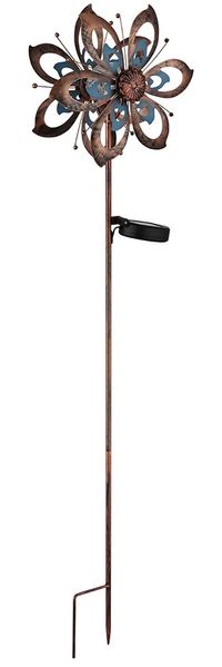 2x LED Solarleuchte, Windrad, Metall Bruchglas, gold blau, H 92 cm Bild 10