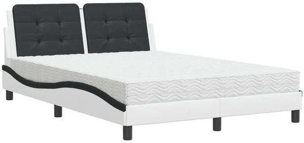 vidaXL Bett mit Matratze "Zadar" Weiß und Schwarz 140x200 cm Kunstleder 3208872 Bild 2