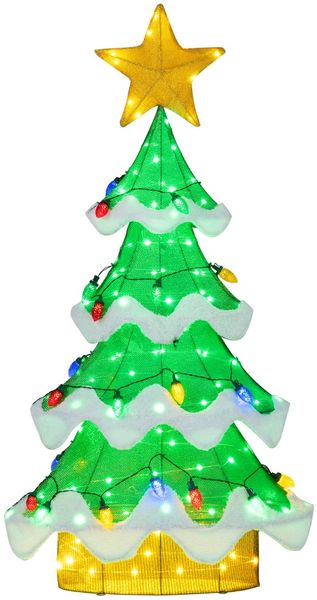 130 cm LED Weihnachtsbaum mit LED-Lichern & Stern & Erdbeerförmigen Glühbirnen