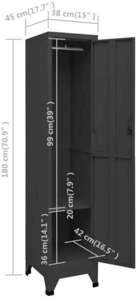 vidaXL Schließfachschrank Anthrazit 38x45x180 cm Stahl 339775 Bild 2