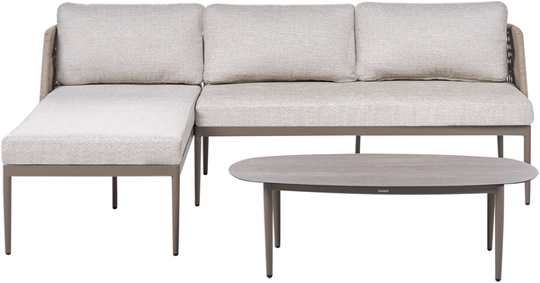 Garten Ecksofa mit Tisch 3-Sitzer LEFFE rechtsseitig Metall Beige