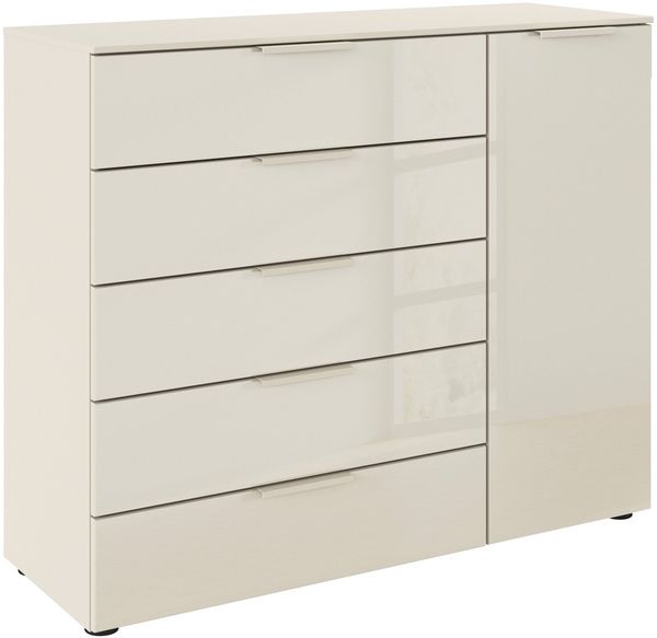 rauch Schubkastenkommode Kommode Türkommode Sideboard Kombikommode FLIPP mit Glasfront (Breite 120 cm mit 2 Einlegeböden), 1-türig mit 5 Schubladen und Soft-Close-Funktion sowie Glasfront Bild 5