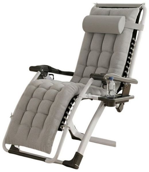 Norvéa Home Gartenliege Relaxliege mit Polster, Kopfkissen & Beistelltablett, Set bestehend aus 1 Relaxstuhl, 1 Kopfkissen und 1 Beistelltablett, 1 Relaxstuhl mit Kopfkissen und abnehmbarem Beistelltablett, Klappbar, verstellbar, mit Polster, Kopfkisse...