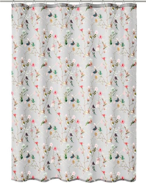 Kleine Wolke Duschvorhang Flores Breite 180 cm, mit beschwertem Saum und Vorhangringen
