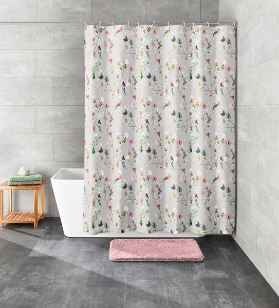 Kleine Wolke Duschvorhang Flores Breite 180 cm, mit beschwertem Saum und Vorhangringen