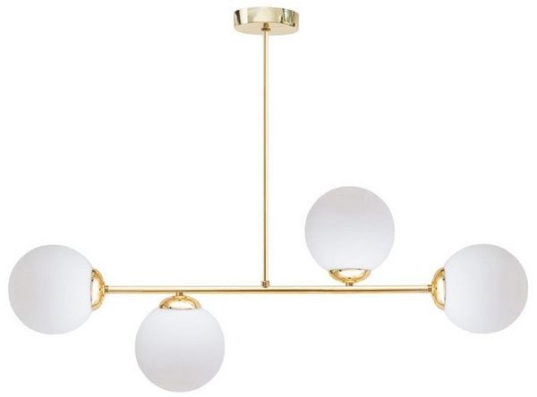 Licht-Erlebnisse Deckenleuchte DEKUT, ohne Leuchtmittel, Glas Metall in Gold Weiß E27 4-flammig Kugelschirm Modern