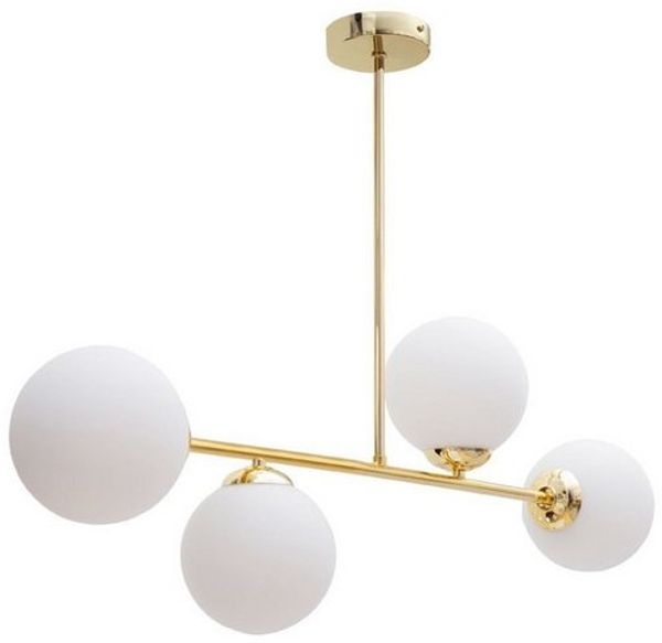 Licht-Erlebnisse Deckenleuchte DEKUT, ohne Leuchtmittel, Glas Metall in Gold Weiß E27 4-flammig Kugelschirm Modern