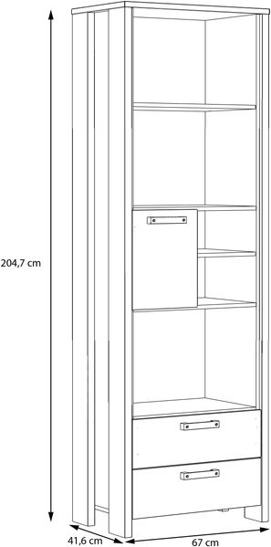 FORTE Clif Regal, Holzwerkstoff, Grau/Braun, 67 x 204,7 x 41,6 cm Bild 4