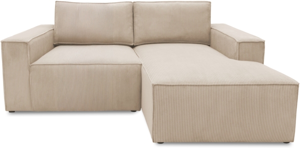 DOMO. collection Ecksofa 800 021, kleine Couch in L-Form mit Cordstoff, Modulsofa mit Taschenfederkern, Sofa, Polsterecke, Eckcouch 198 x 172 x 85 cm (BxTxH), creme