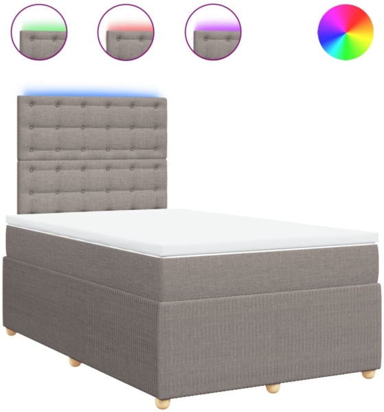 vidaXL Boxspringbett mit Matratze Taupe 120x200 cm Stoff 3294341