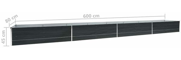 vidaXL Garten-Hochbeet Verzinkter Stahl 600x80x45 cm Anthrazit 47075 Bild 7