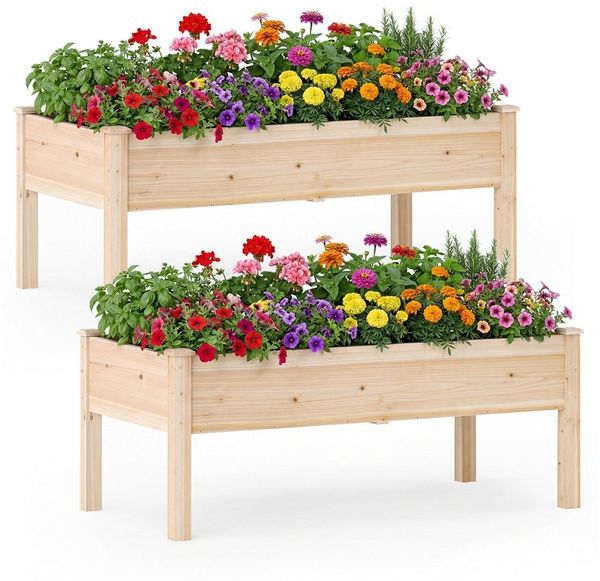 COSTWAY Blumenkasten (2 St), Hochbeet Pflanzbeet, für Garten, 122 x 62 x 48 cm