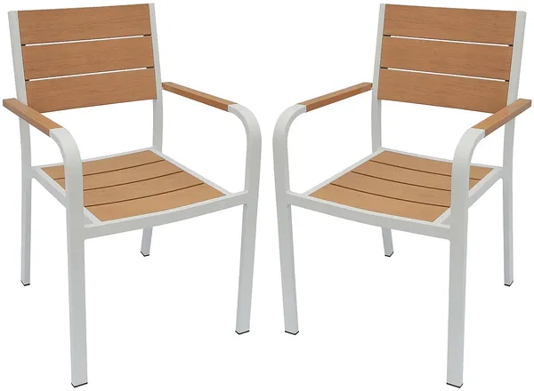 Vente-unique - NYROS Garden dining set Metall BeigeWeiß - B 60 cm x H 85 cm x L 56 cm