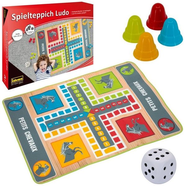 Idena Kinderteppich Idena 40126 - Spielteppich Ludo ca. 130 x 93 cm mit 16 Spielfiguren
