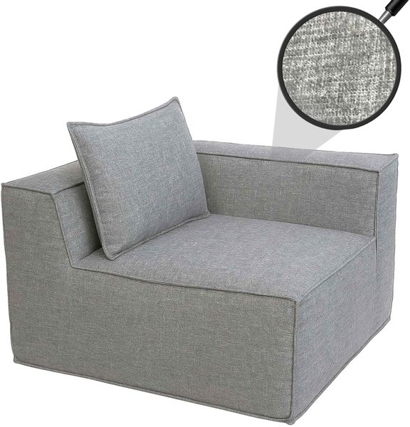 Eckteil/Zubehör für Sofa HWC-O54, Loungesessel Polstersessel Armlehne, Stoff/Textil (300g/m²) 63x97x97cm ~ hellgrau