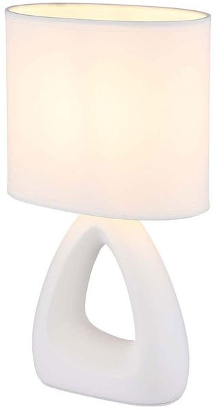 Tischleuchte, Keramik Textil, weiß, H 30 cm