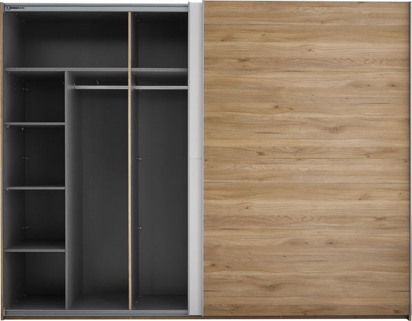 Schwebetürenschrank >Mesio< in Mauvella Oak Dekor / Weiß - 270x210x60cm (BxHxT) Bild 7