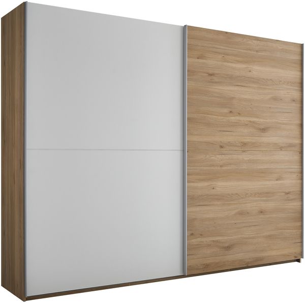 Schwebetürenschrank >Mesio< in Mauvella Oak Dekor / Weiß - 270x210x60cm (BxHxT)