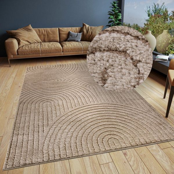 ELLE DECORATION Designteppich Cosy Panglao, auch als Rundteppich erhältlich, rechteckig, Höhe: 14 mm, uni Kurzflor, Hoch Tief Struktur, modern, Skandi, Boho, Wohnzimmer