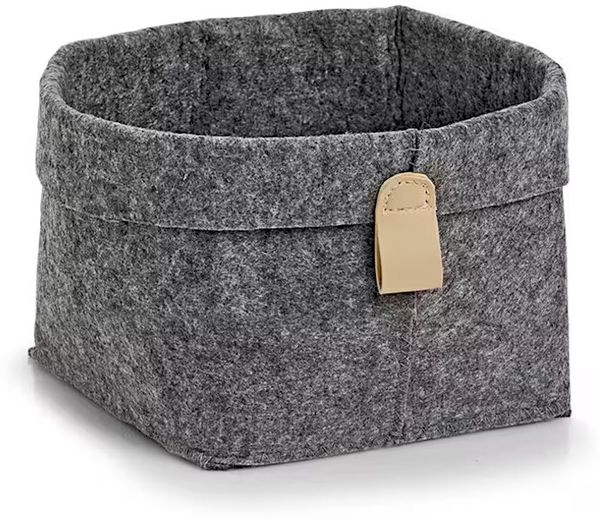 ZELLER 14390 Aufbewahrungskorb aus Filz, anthrazit ca. 16 x 16 x 12-17 cm