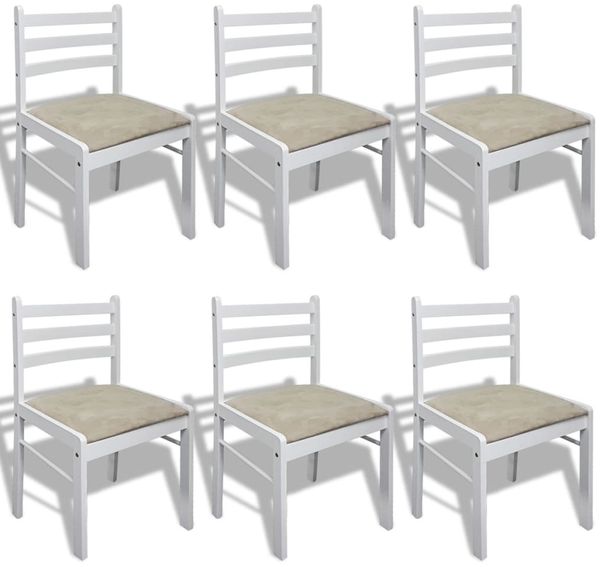 Esszimmerstühle 6 Stk. Massivholz weiß und Samt, 44 x 45 x 81 cm