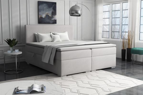 Boxspringbett Schlafzimmerbett SOREL 140x200cm Stoff Soro Hellgrau Bild 1