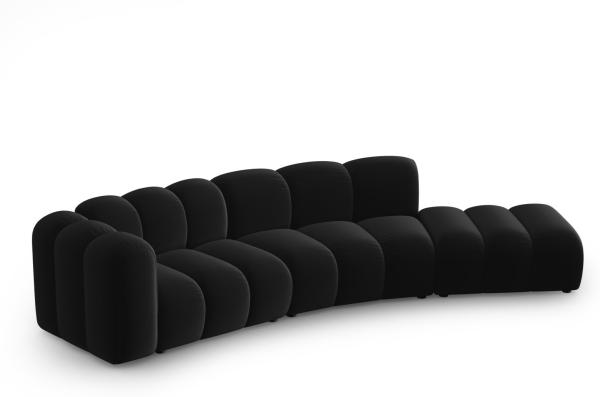 Micadoni Modulares Sofa Lupine 5-Sitzer Rechts Samtstoff Salvador Schwarz