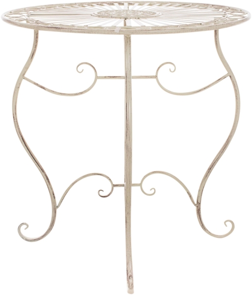 CLP Eisentisch Indra | nostalgischer Gartentisch mit geschwungenen Beinen,antik-creme