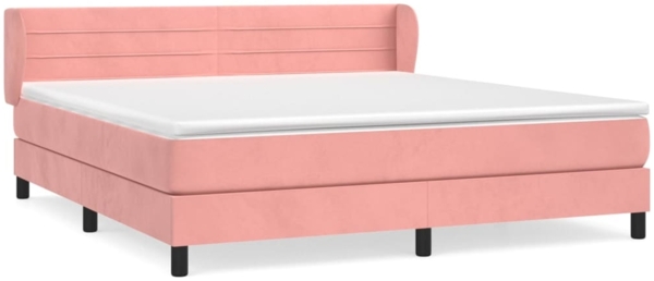 vidaXL Boxspringbett mit Matratze Rosa 160x200 cm Samt 3127564