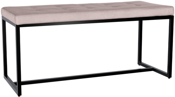 TPFLiving Sitzbank Elvion (Elegante Sitzbank mit weichem Samtbezug, Stabiles Vierfußgestell aus pulverbeschichtetem Eisen), Maße (TxBxH): 40 x 100 x 48cm - Farbe: hellgrau