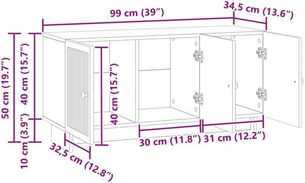 vidaXL TV-Schränk Schwarz 99 x 34,5 x 50 cm Holzwerkstoff 894026 Bild 10