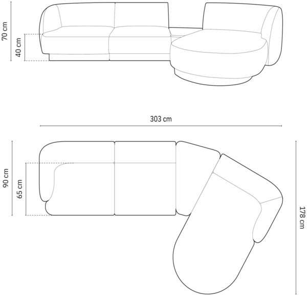 Micadoni Modulares Sofa Miley mit Recamiere 3-Sitzer Rechts Chenille Eden Silber Bild 6