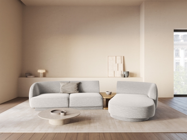 Micadoni Modulares Sofa Miley mit Recamiere 3-Sitzer Rechts Chenille Eden Silber Bild 5