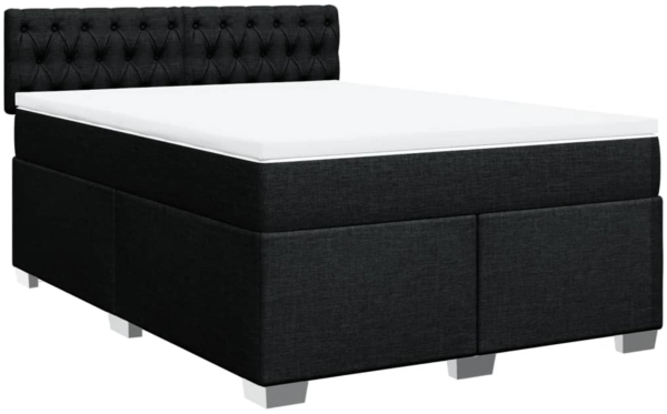 vidaXL Boxspringbett mit Matratze Schwarz 160x200 cm Stoff 3285948