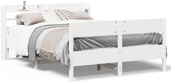 vidaXL Massivholzbett ohne Matratze Weiß 160x200 Kiefernholz 3306922