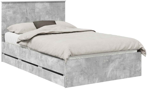vidaXL Bettrahmen mit Kopfteil Beton Grau 120 x 200 cm Ingenieurs Holz 3409485