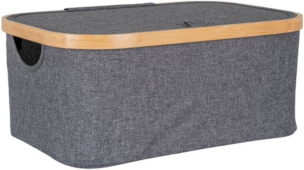 Allzweckkorb >Noto< in Dunkelgrau, Bambus, Polyester - 26x16x38cm (BxHxT)