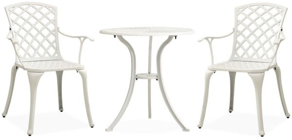 vidaXL 3-tlg. Bistro-Set Aluminiumguss Weiß 315593