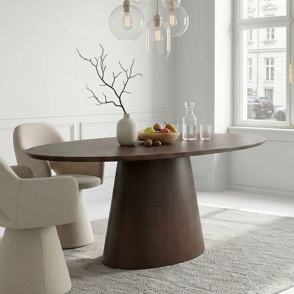 IDIMEX Esstisch AURA, Esszimmertisch oval 180x110 cm aus MDF mit Eichenfurnier Dunkelbraun